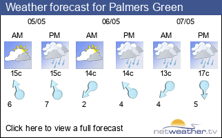 Weather forecast for Palmers Green